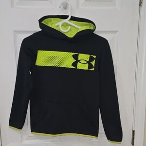 Under Armour Black and Yellow Hoodie Sweatshirt Sporty Design Youth Medimum
